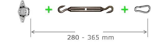 280–365 mm Platz für die Beschläge vorsehen
